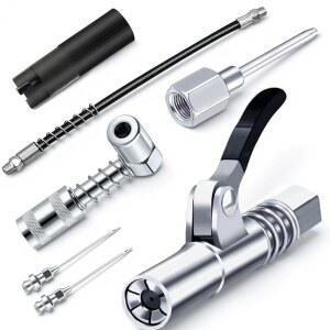 [미국배송] 그리스 건 액세서리 키트에는 바늘 디스펜서 노즐 2개 슬리브가 있는 90도 커플러 어댑터 커플러 12인치 호스 ZERK 피팅 클리너가 포함되어 있습니다