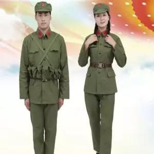 북한군 군복 연극용 무대의상 남녀공용 벨트 모자 세트 아미룩 코스프레