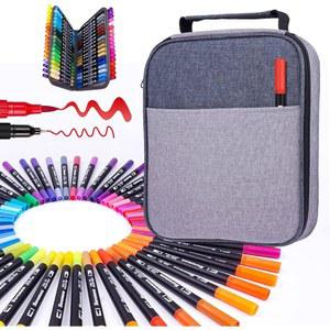 성인 컬러링 북을 위한 스웨모스 마커, 72가지 컬러 아트 마커 세트 듀얼 팁 브러시 펜, 컬러링 마커 파인 포인트 드로잉 아티스트 그림 일기 아트 프로젝트 케이스 포함