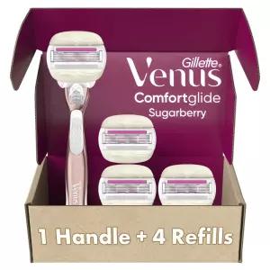 질레트 비너스 컴포트글라이드 플러스 올레이 슈가베리 여성용 면도기 로즈 골드 메탈 핸들 블레이드 리필