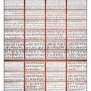 그림을 위한 REOLAN 작은 글자 스텐실 - 36팩 알파벳 글자 및 숫자 템플릿 0.5, 0.75, 1, 1, 1.25, 1.5인치, 목재 공예용 재사용 가능한 필기체 알파벳 스텐실, 케이크 쿠키 및 벽 장식