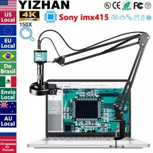 전자 USB-C 산업용 카메라 용 4K 디지털 현미경 48MP 현미경 HDMI 1-150X 줌 C 마운트 렌즈 Pcb 납땜 7 일