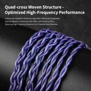 KBEAR 네온 iem 헤드폰 케이블 4 코어 고순도 OFC 쿼드 크로스 짠 구조 HiFi 3.5/4.4MM 밸런스드 교체 가능