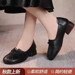 빈티지 가을 여사친 소가죽 수제 화 단 플랫 DUCHI3