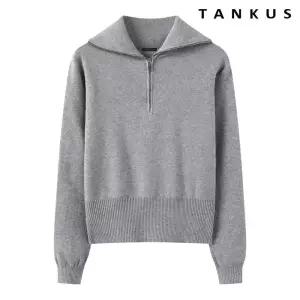 [백화점 홈쇼핑 정품] 탱커스 하이넥 카라 반집업 데일리 긴팔 니트 (TY1KP004L0)