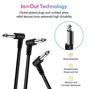 기타 이펙트 페달 케이블 연결선 6.35mm ~ 오디오 30cm 직각 코드 구리 와이어 호환 액세서리 1개