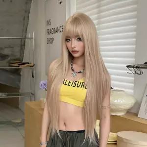 여성가발 베이지 화섬 풀커버 데일리 진주 76cm 모조 생머리 심쿵마켓