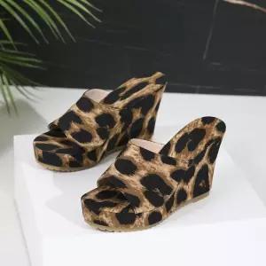 포뇨2 여자 외투 방수 레오파드 패션 빅사이즈 일자 슬리퍼 가보시 힐 OPH5