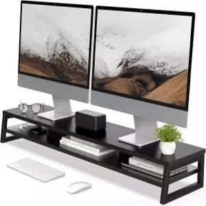 책상용 펜지 듀얼 모니터 스탠드 42.5인치 대형 라이저 2개 2단 컴퓨터 오피스 상판 노트북 PC 프린터용