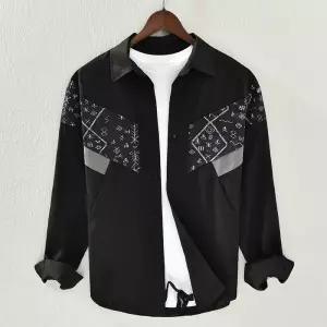 남성 긴팔 봄 셔츠 아우터 루즈핏 캐주얼 프린트 코디 심쿵해외구매