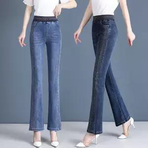 여성 데님팬츠 여름허리벤딩 탄력성 하이핏 플레어 팬츠 심쿵해외구매