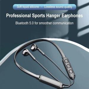 무선 9D 블루투스 헤드셋 목걸이형 스테레오 소음 감소 범용 5.0 이어폰 스포츠 헤드셋 마이크 (스마트폰용)