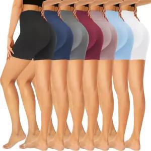 여성용 7팩 하이웨이스트 5인치/8인치 바이커 반바지 - 버터 소프트 블랙 운동 요가 러닝 스판덱스
