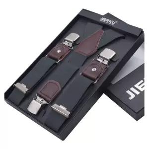 남성 클래식 집게 서스펜더 스트랩 가죽 디테일 정장 캐주얼룩 연출템