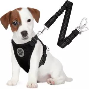 자동차용 슬로우톤 반려견 안전벨트 하네스 차량용 조절식 메쉬 통기성 및 소형 대형 반려동물용 탄력