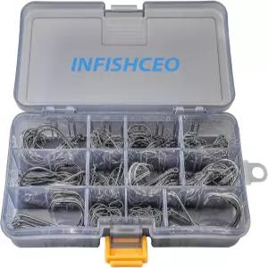 INFISH CEO 세트 메기 벌크 소금물 스트롱 혼합 고탄소 161PCS 서클 낚시 크기 담수 강철 바늘