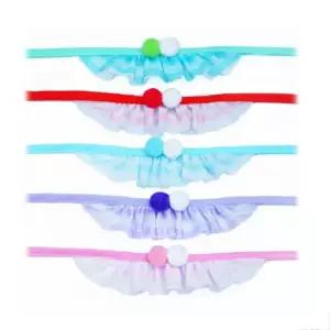 애견 줄무늬 솜방울 스카프 레이스 목도리 색상랜덤