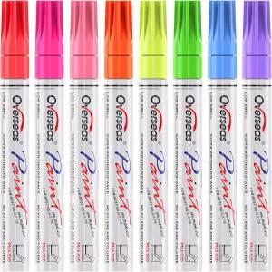해외 네온 형광 페인트 마커 펜 플라스틱 유리 암석 목재 캔버스 금속 호박을 위한 8가지 색상의 오일 기반