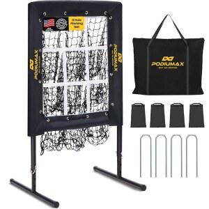 포디우맥스 야구 피칭 네트, 스트라이크 존이 있는 9홀 모든 연령대를 위한 조절 가능한 하이츠 네트 5개, 뒷마당 연습용 캐리백이 헤비 듀티 솔로 트레이너