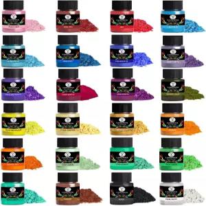 럭키미카 파우더 업그레이드 에폭시 수지용 24가지 색상 진주 광택 안료 비누 제작용 아트 세트 캔들