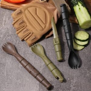 미니 커트러리 세트 다기능 공구 포크 스푼 나이프 3 in 1 캠핑 하이킹 아웃도어 휴대호환용 식기