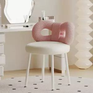 양털리본의자 화장대 체어 아치형 분홍 패브릭 메이크업 큐트핑크 회전가