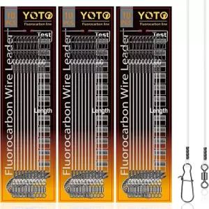 Yoto 10/20개 플루오로카본 낚시 리더 회전 및 스냅 소금물 담수 100 와이어 농어 송어 파이크 등을 잡기에