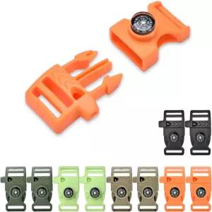 쿠비고 10팩 3/4인치 모듬 파라코드 팔찌 버클 플라스틱 나침반 호루라기 클립 야외 캠핑 비상 생존 여행