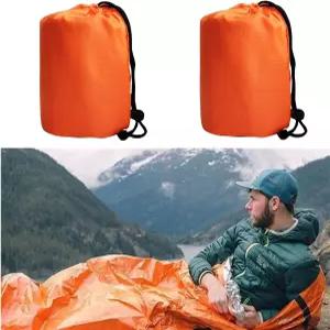 골드하이크 2팩 비상 침낭 마일라 담요 방수 경량 생존 대피소 야외 캠핑 하이킹 모험을 위한 휴대용 보온