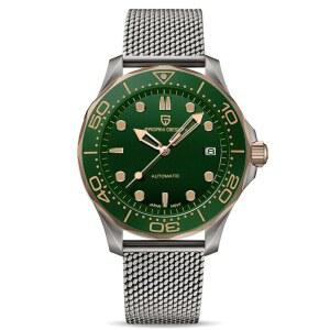 [미국배송] 파가니 디자인 007-모델 남성용 자동 다이빙 시계 NH35 무브먼트 스테인리스 스틸 소재 회전 세라믹 베젤 사파이어 돔 미러 100M 방수 메카닉 셀프 와인딩 손목시계