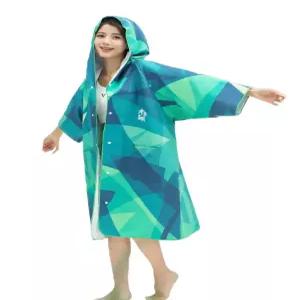 여성 수영가운 후드 웨어러블 타월 스쿠버 다이빙 스노쿨링 가운