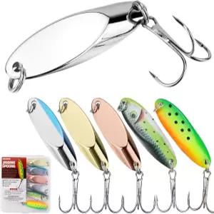 프로빗 지깅 스푼 낚시 미끼 세트 6팩 금속 소금물 및 담수 주물 후크 농어 연어 송어 위한 고급 내구성