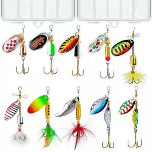 민물과 바닷물을 위한 TB Tbuymax 낚시 스피너 미끼 10개의 수탉 꼬리 및 방적 스푼 배스 트라우트 연어를