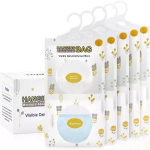 Vacplus 수분 흡수제 패킷 무향 5팩 습도 건조제 걸이식 옷장 제습기 가방 욕실용 냄새 제거기 9.8OZ