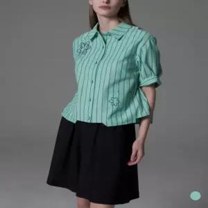 올리비아로렌 / 자수 스트라이프 셔츠 VVCNS5M4371/ 애플아울렛 ( 에메랄드 )