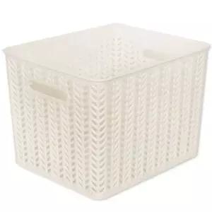 헤링본 바스켓 6호 오픈형 24L 화이트