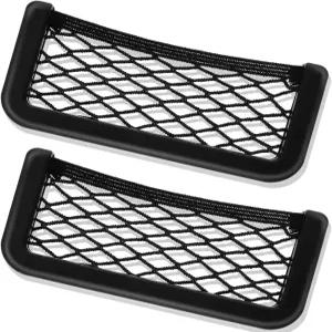 프렌다 2개 자동차 보관용 네트 백 ABS 플라스틱 프레임 메시 홀더 RV 보트 트럭 포켓 나사가 달린 휴대폰