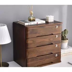 이동식 엔틱 월넛컬러 수납장 작은서랍장 소형 정리함 원목 2단