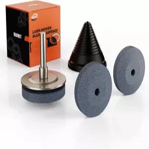 언히트 잔디 깎는 기계 블레이드 샤프너 업그레이드된 어시스트 도구 키트 밸런서를 사용한 드릴용 모든