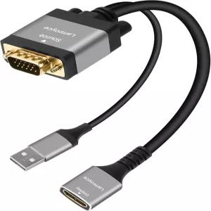 USB 전원 액티브 VGA to HDMI 어댑터 1080P 수 소스 암 디스플레이 케이블 변환 커넥터 PC 컴퓨터 데스크톱