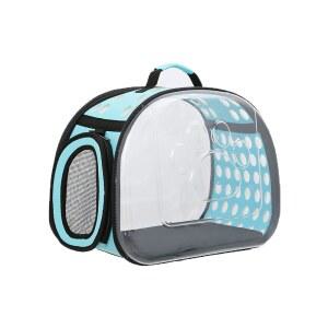 시르바니 고양이 캐리어 접이식 통기성 패키지, 스페이스 캡슐 투명 휴대용 가방, 여행, 하이킹, 산책 및 야외용으로 설계된 반려동물 강아지용 핸드백 (블루)