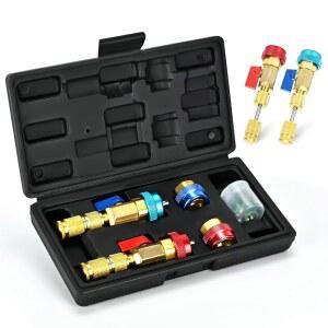 GELRIUNY R134a R1234YF R22 AC 밸브 코어 제거 도구 키트, 6개 및 8개 오링 고무 씰, 자동차 가정용 에어컨 시스템(AC R1234YF)