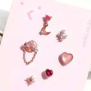 [하프클럽/](낱개판매) 달의 정령님 체인 별존 귓볼 피어싱