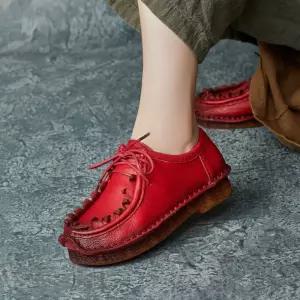 천진반 여성 빈티지 가을 통굽 스트랩 워킹화 로퍼 소가죽 운동화 신발 데일리룩 수제 딥슬립온 에스닉 KUK