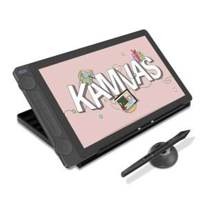 화면이 있는 HUION Kamvas 13 (3세대) 드로잉 태블릿, 13.3인치 풀 라미네이팅 아트 태블릿, 안티 스파크 캔버스 글래스 2.0, 99% sRGB, 펜테크 4.0, 16384 펜 압력, PC, Mac, Android, Black용 듀얼 다이얼