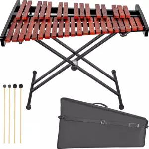 조절 가능한 스탠드가 있는 37키 나무 실로폰 마림바 세트 전문 글로켄슈필 타악기 키트 망치와 가방 2쌍