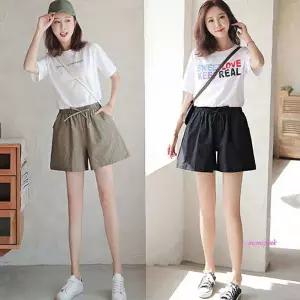 허리밴딩 리본 가볍고 면 린넨 포인트 반바지 시원한 면반바지hij970