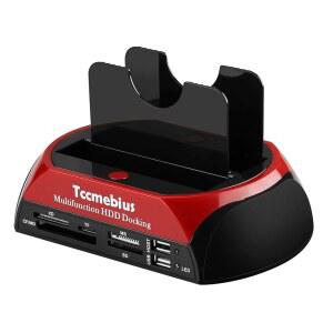 Tccmebius 하드 드라이브 도킹 스테이션, TCC-S862-US USB 2.0~2.5 3.5인치 SATA IDE 듀얼 슬롯 외장 인클로저(올인원 1 카드 리더 및 2.5인치