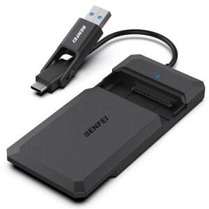 BENFEI 2.5인치 SATA-USB 툴 프리 외장 하드 드라이브 인클로저, USB Type-C / Type-A to Sata 호환 2.5인치 SSD(SSD에 최적화, UASP 지원)