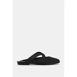 ZARA 크로스 엘라스틱 스트랩 슬링백 발레리나 플랫슈즈 - 블랙 412799